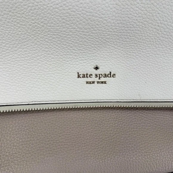 Kate Spade New York Leila Medium Flap Shoulder Bag Leather Two Tone Beige - Picture 11 of 16